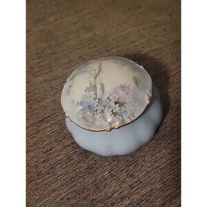 Vtg Limoges Blue Floral Trinket Box Jean Pouyat J.P.L. France Lilac Antique?